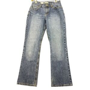 Zena Jeans Womens 30 Bootcut Flare Denim Blue Butterfly Patch Mid Rise Vintage